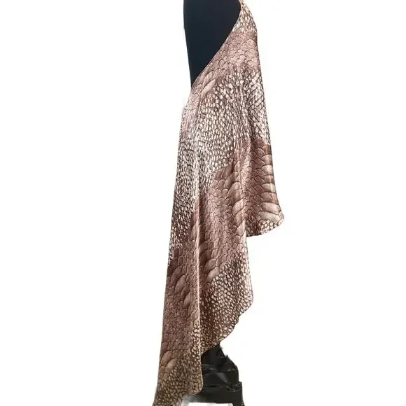 NWOT ALEXIS Dress XS”Elysia”Silk Satin A-Line High-Low Snake Beads-Tie Halter - Picture 2 of 11